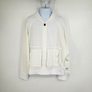 Zella Girls White Athletic Jacket Batwing Full Zip New